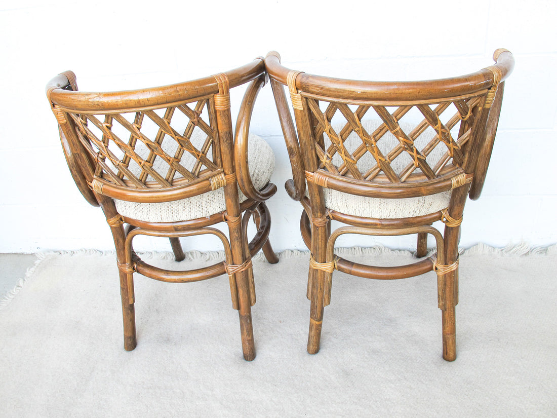 Set of 2 Wicker and Bamboo Chairs