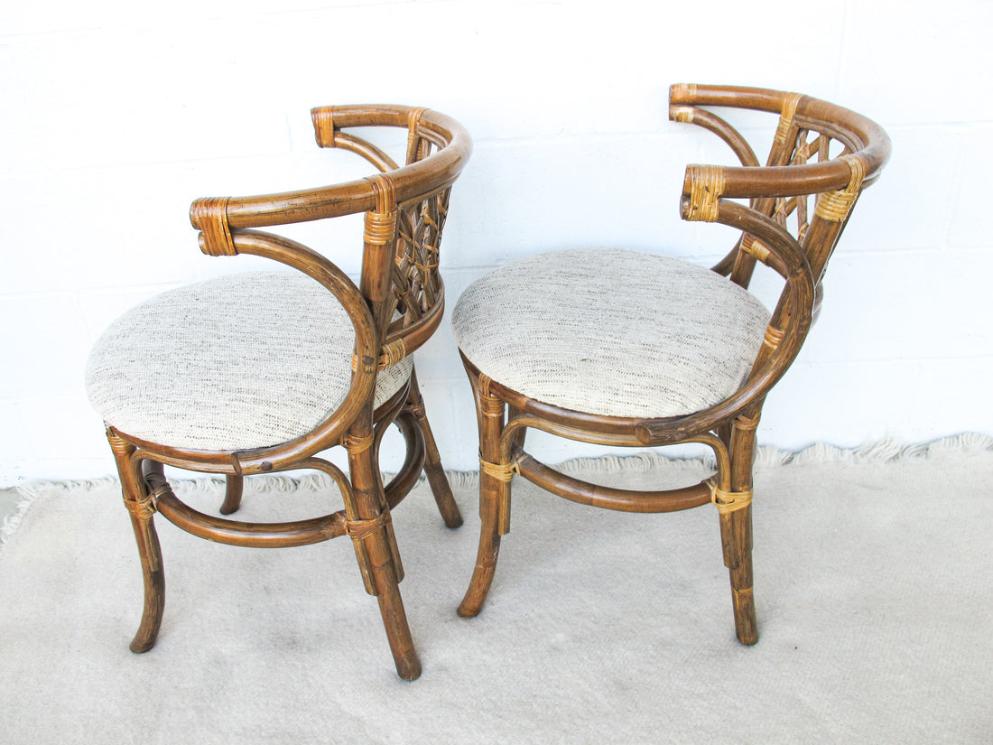 Set of 2 Wicker and Bamboo Chairs