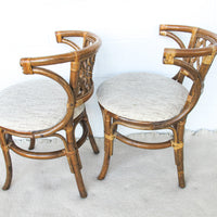 Set of 2 Wicker and Bamboo Chairs