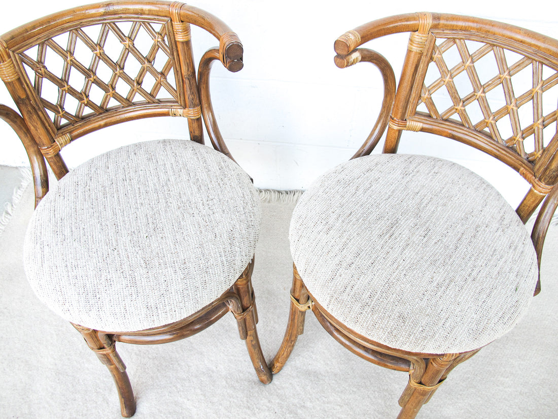 Set of 2 Wicker and Bamboo Chairs