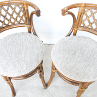 Set of 2 Wicker and Bamboo Chairs