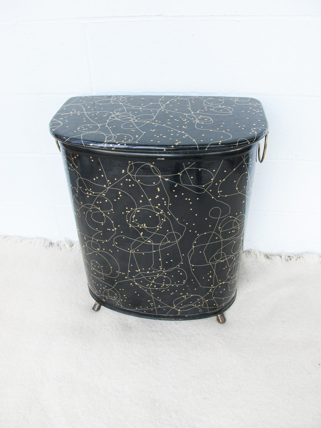 Black and Brass  Woven Hamper Pearl Wick NY