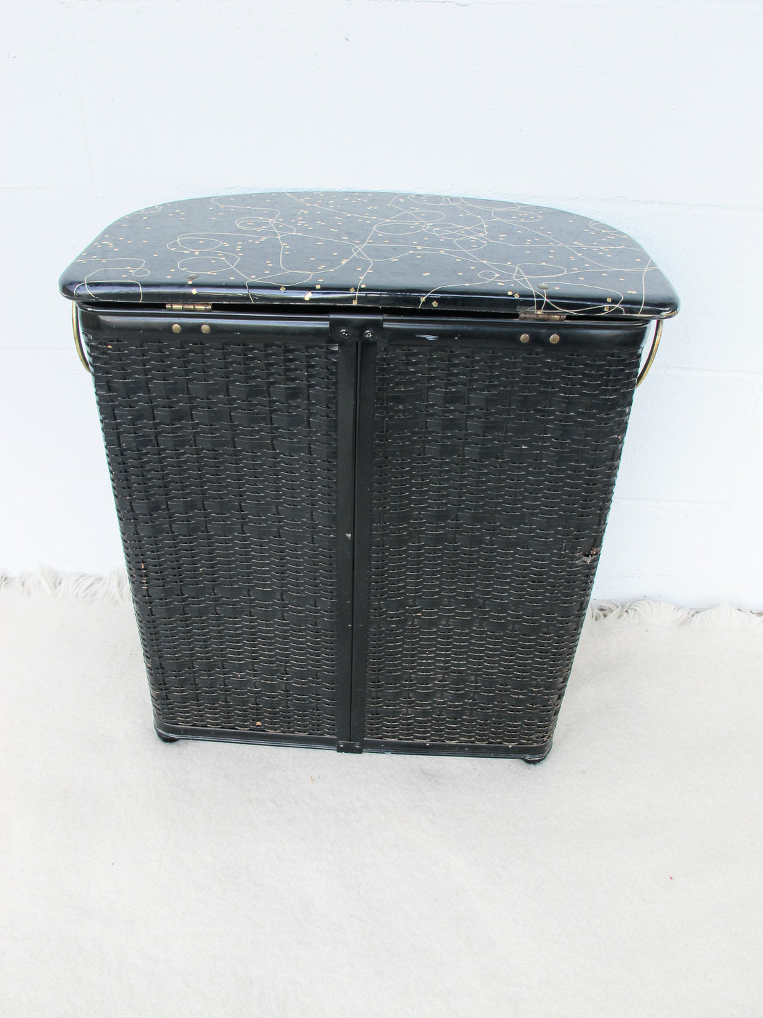 Black and Brass  Woven Hamper Pearl Wick NY