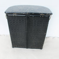 Black and Brass  Woven Hamper Pearl Wick NY