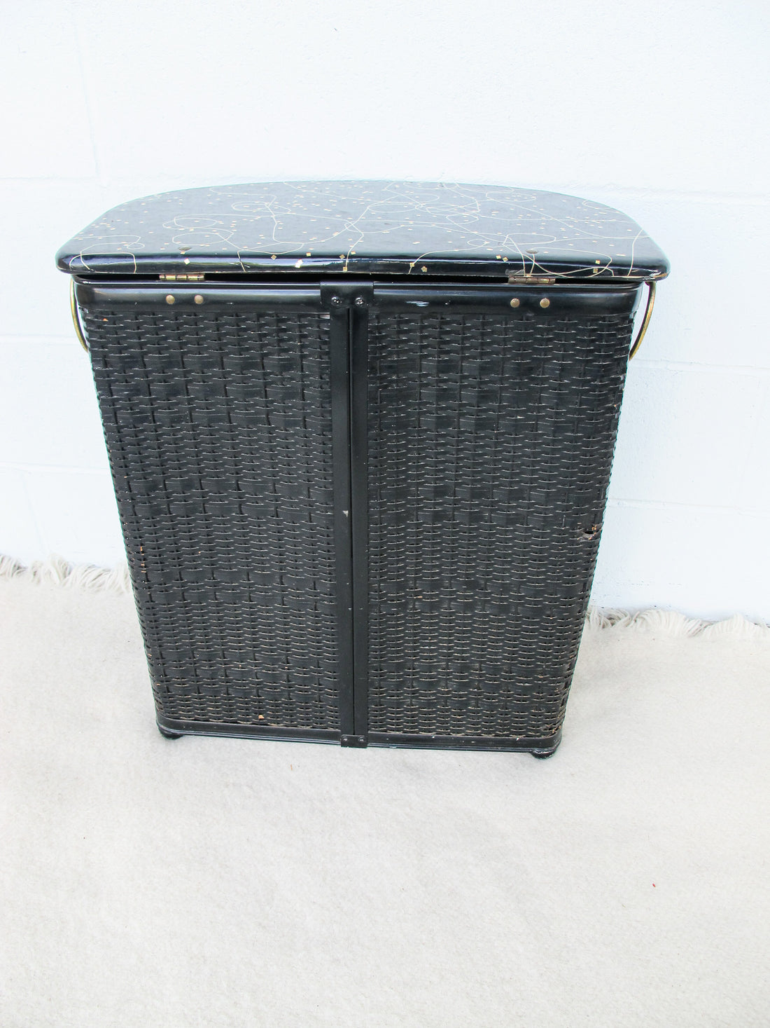 Black and Brass  Woven Hamper Pearl Wick NY