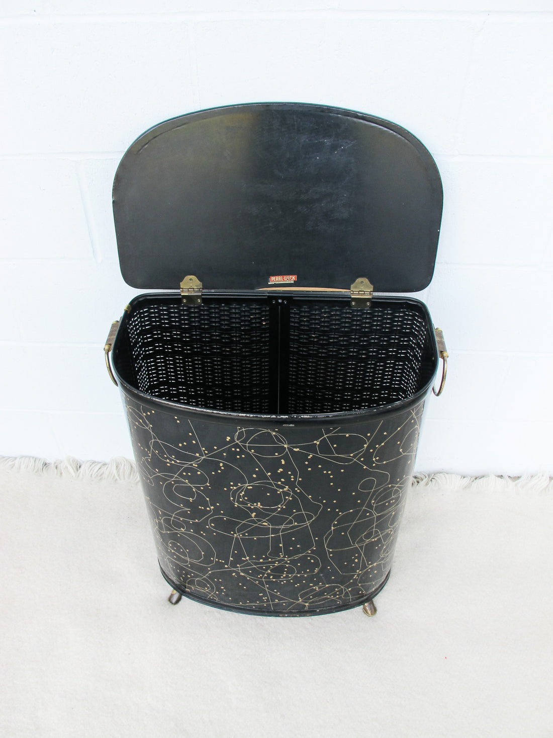 Black and Brass  Woven Hamper Pearl Wick NY