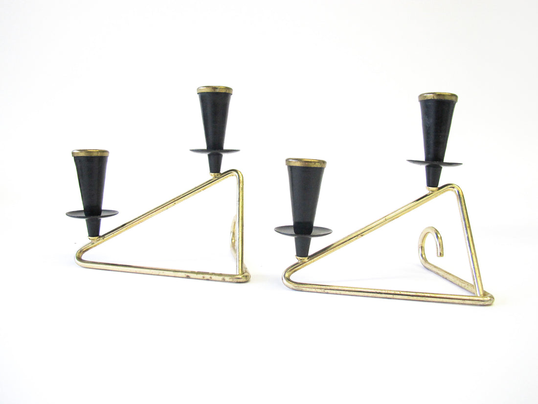 Black Metal with Gold Accents Mini Taper Candle Holders - Set of 2