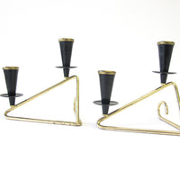 Black Metal with Gold Accents Mini Taper Candle Holders - Set of 2