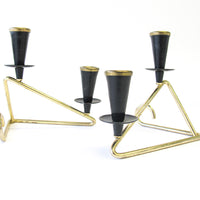 Black Metal with Gold Accents Mini Taper Candle Holders - Set of 2