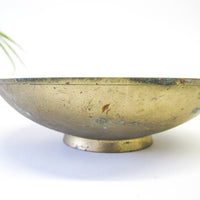 Enameled Oxidized Brass Bowl with Peacock Design