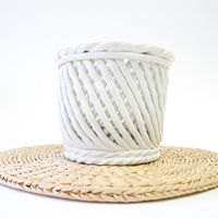 Small Woven White Pottery Ceramic Basket - Made in Italy