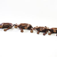 Set of 4 Wood Camels with Bead Eyes