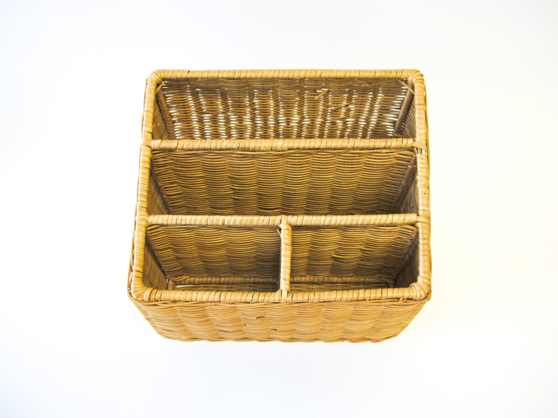 Wicker Office Desk Organizer Mail Holder Wall Shelf