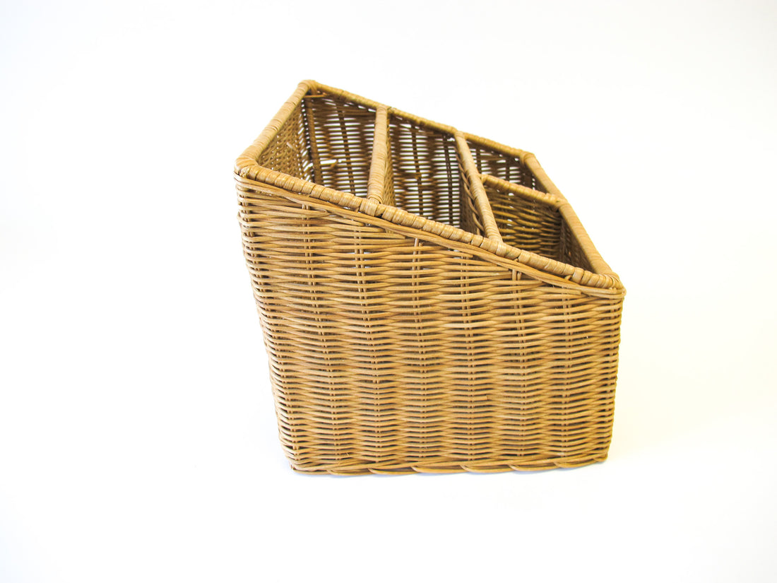 Wicker Office Desk Organizer Mail Holder Wall Shelf