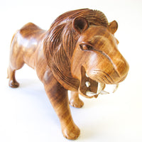 Handcarved Wood Lion Figures (Each Sold Separately)