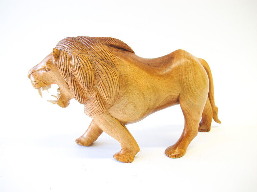 Handcarved Wood Lion Figures (Each Sold Separately)