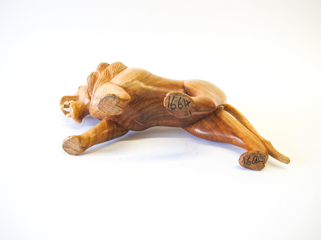 Handcarved Wood Lion Figures (Each Sold Separately)