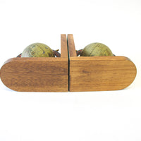 Set of 2 Wood Spinning Paper Mache Wood Globe Bookends