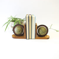 Set of 2 Wood Spinning Paper Mache Wood Globe Bookends