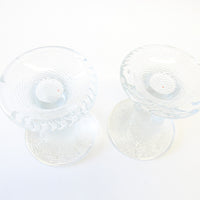 Set of 2 European Midcentury Style Glass Pillar Candle Stick Holders