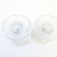 Set of 2 European Midcentury Style Glass Pillar Candle Stick Holders