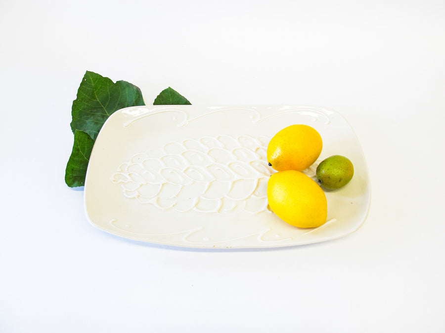 Lampert Pressed White Clay Dish with Raised Finish Detailing