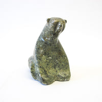 Green and Black Soap Stone Alaskan Eskimo Native Bear Figure