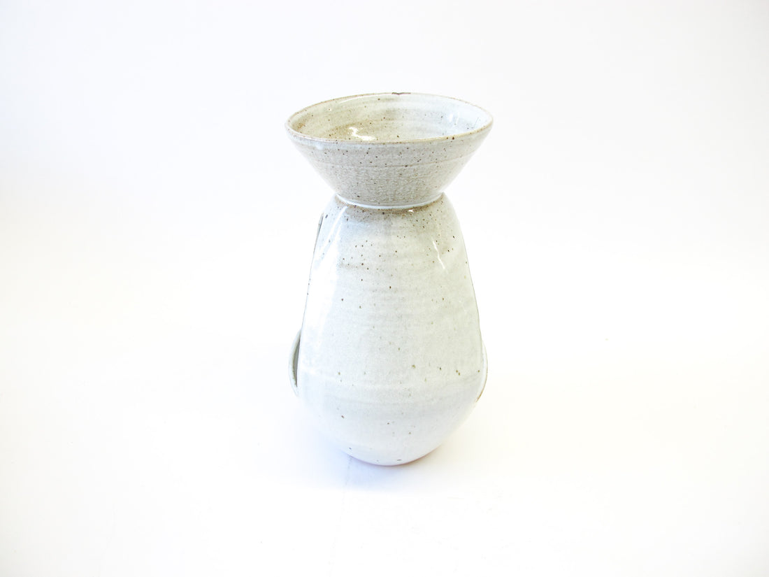 Speckled White 1970's Studio Art Pottery Planter / Diffuser / Candle Holder