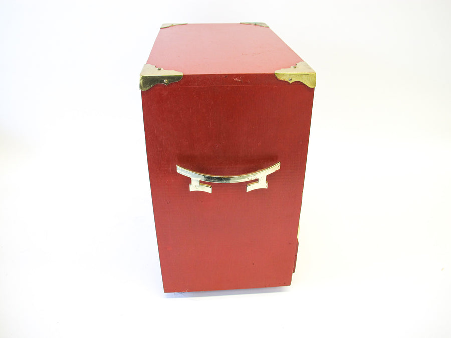 Vintage Wood Jewelry Box with Brass Pulls