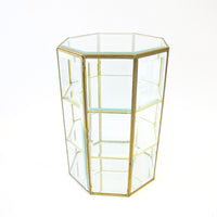 Octagonal Glass and Brass Display Case