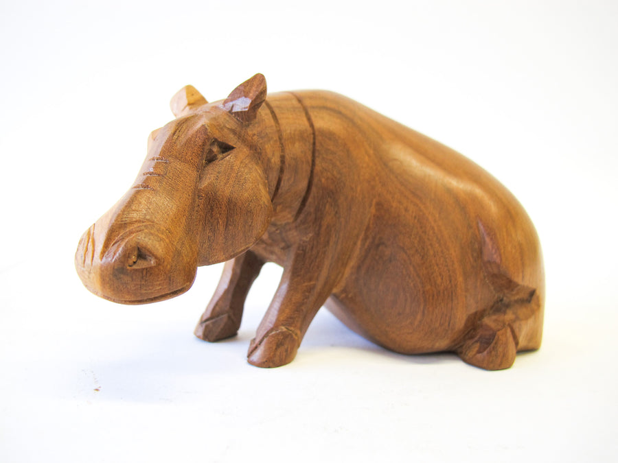 Marbled Wood Carved Hippo