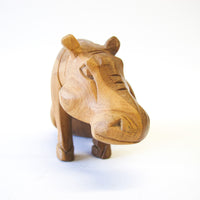 Marbled Wood Carved Hippo