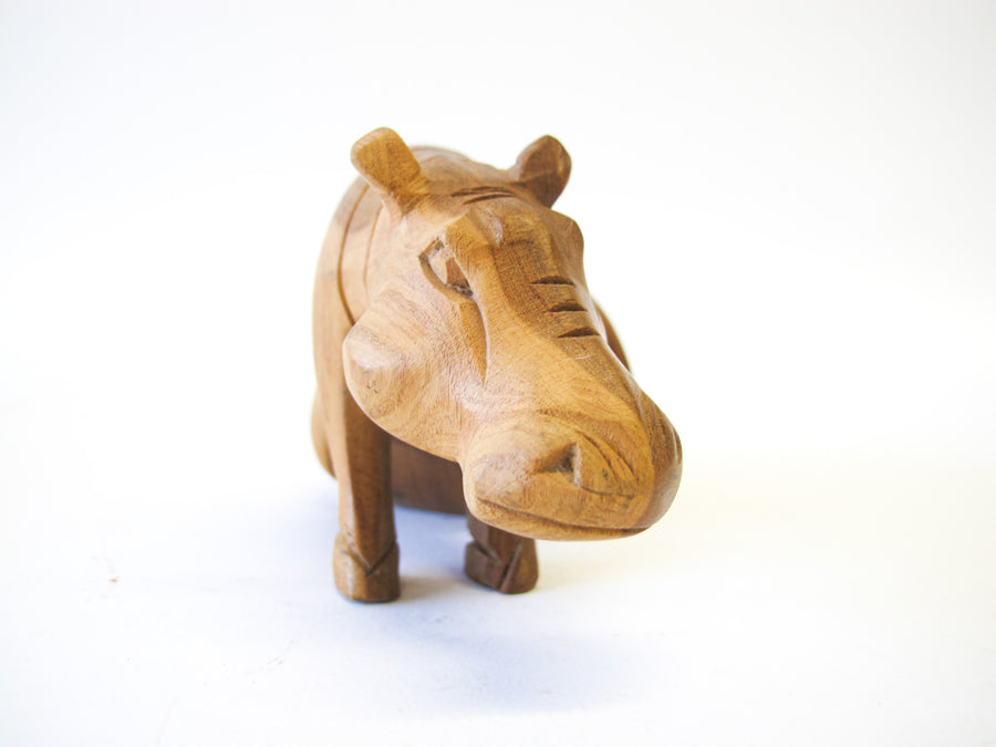 Marbled Wood Carved Hippo