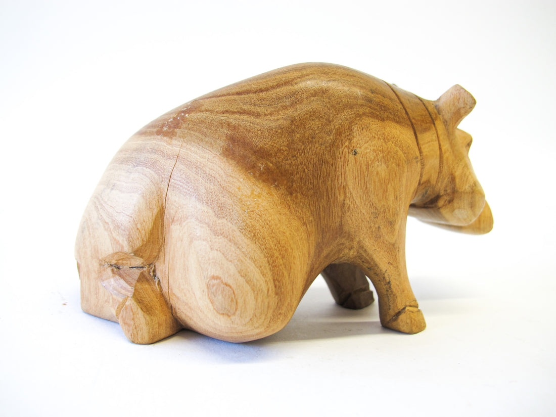 Marbled Wood Carved Hippo