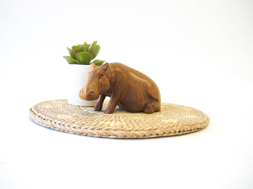 Marbled Wood Carved Hippo