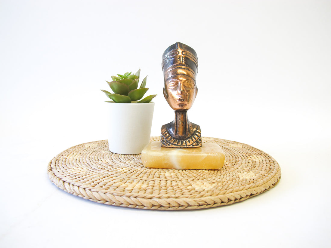 Egyptian Brass Head on Onxy Base