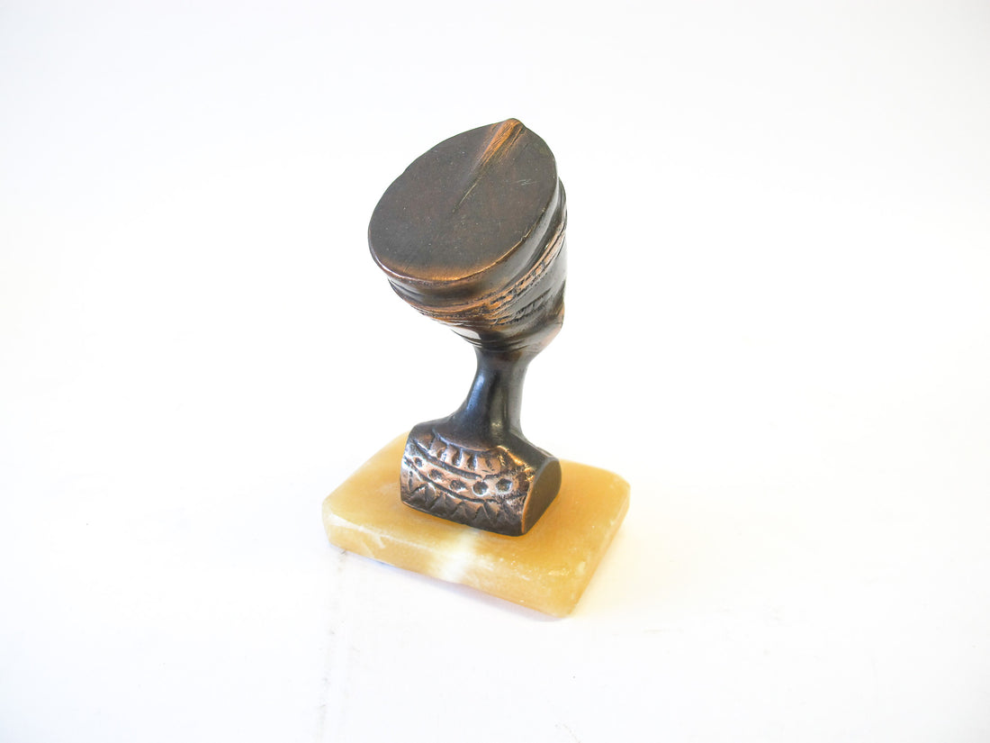 Egyptian Brass Head on Onxy Base