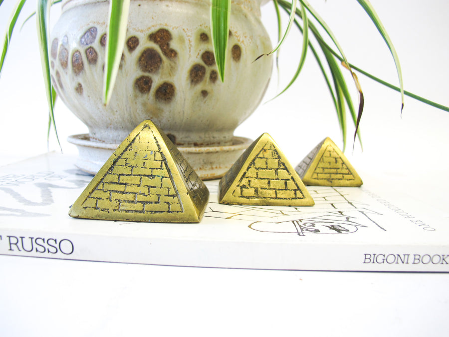 Stacking Brass Pyramids Set of 3