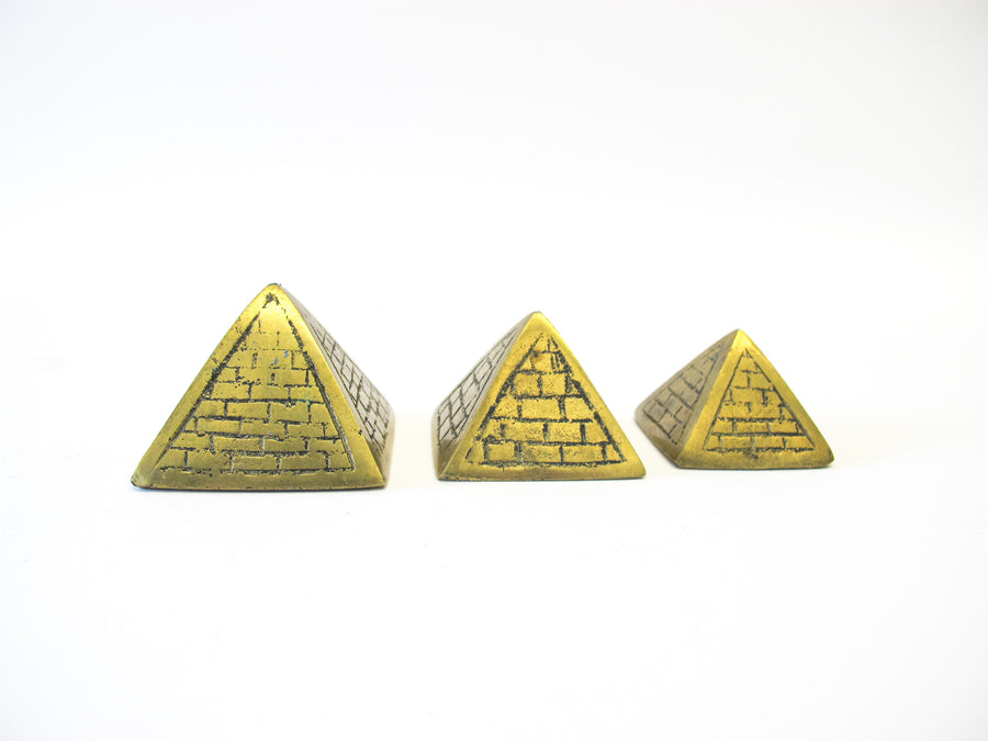 Stacking Brass Pyramids Set of 3