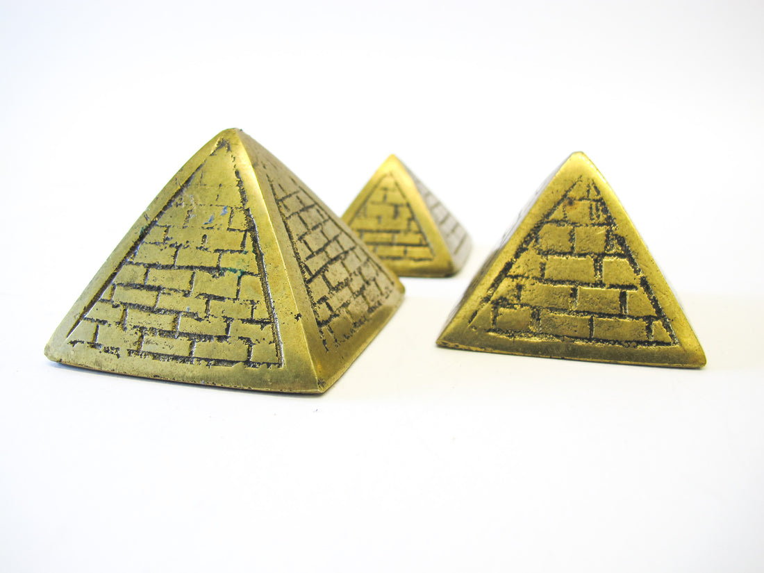 Stacking Brass Pyramids Set of 3