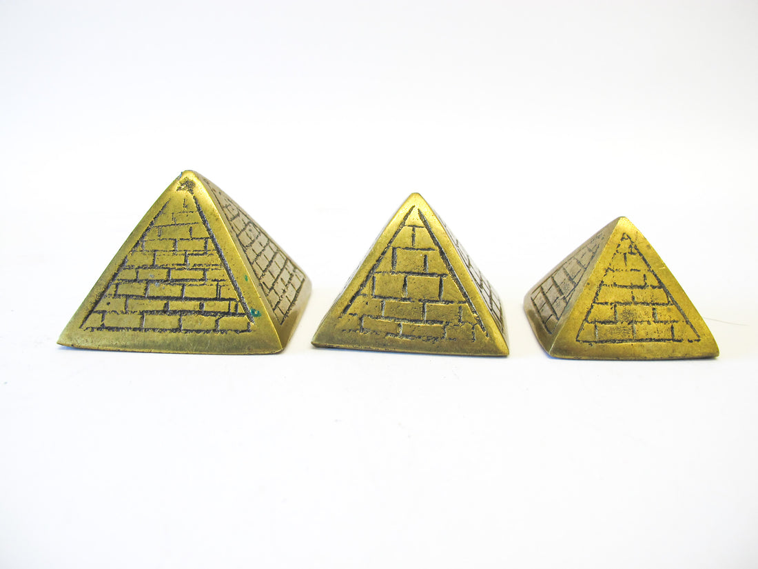 Stacking Brass Pyramids Set of 3