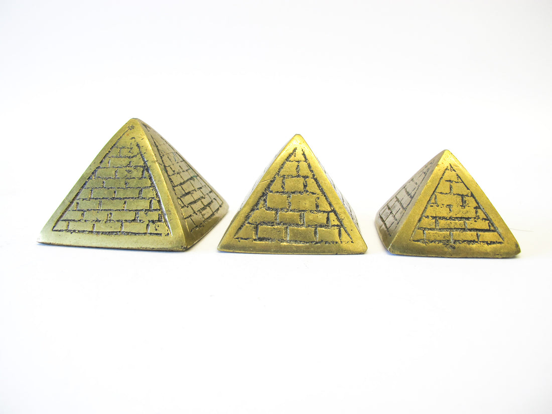 Stacking Brass Pyramids Set of 3