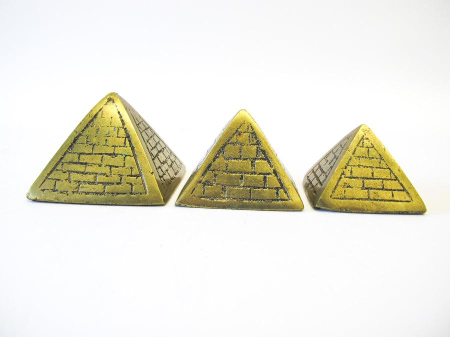 Stacking Brass Pyramids Set of 3