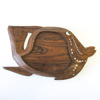 Native Hawaiian Wood Art Carved Fish Dish