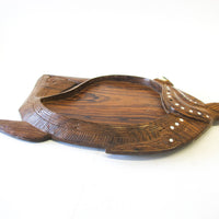 Native Hawaiian Wood Art Carved Fish Dish