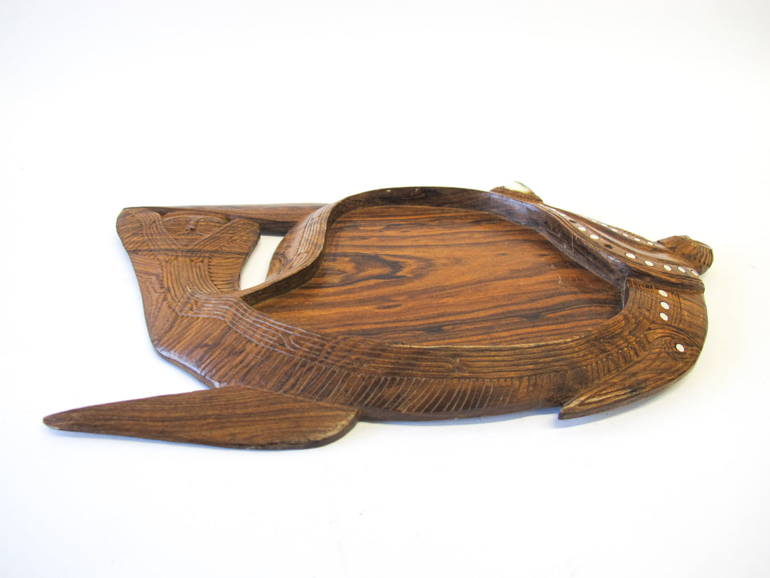 Native Hawaiian Wood Art Carved Fish Dish