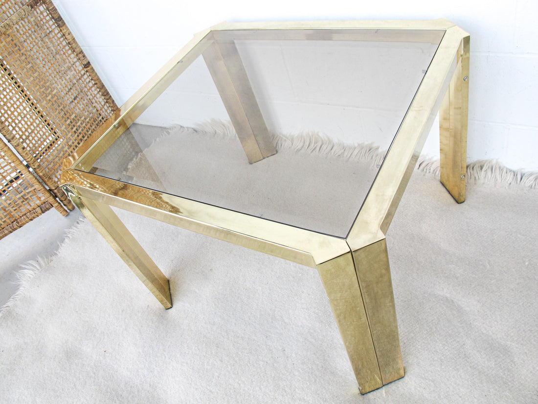 Brass and Glass Side End Table