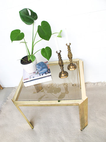 Brass and Glass Side End Table