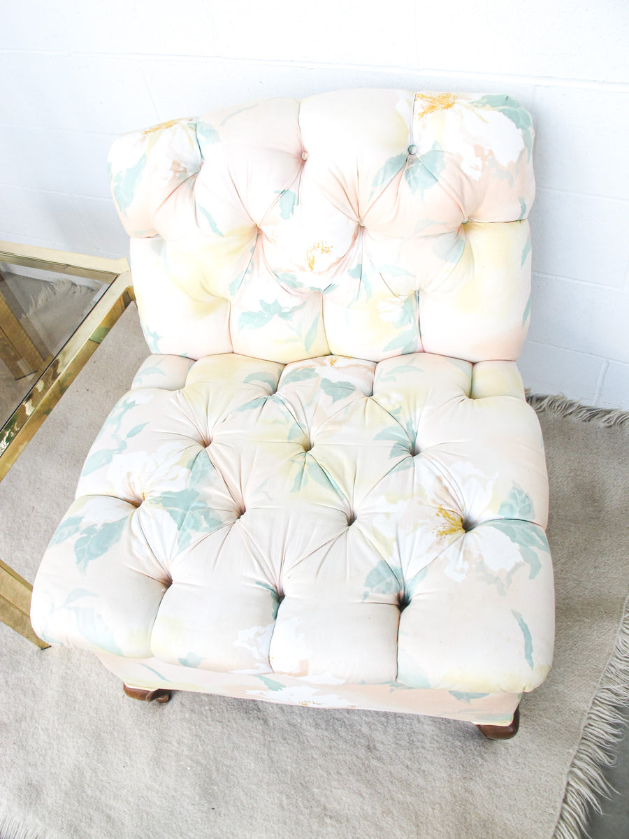 Floral Tufted Oversized Vintage Traditional Chair