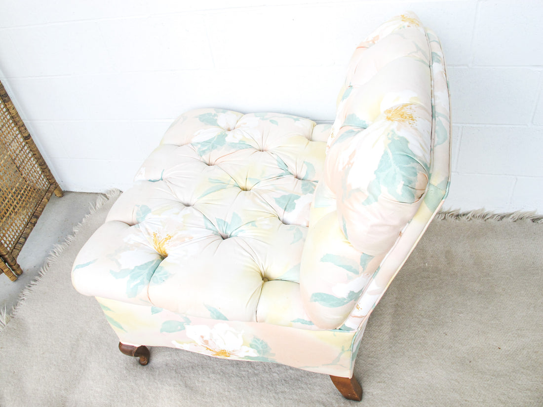 Floral Tufted Oversized Vintage Traditional Chair